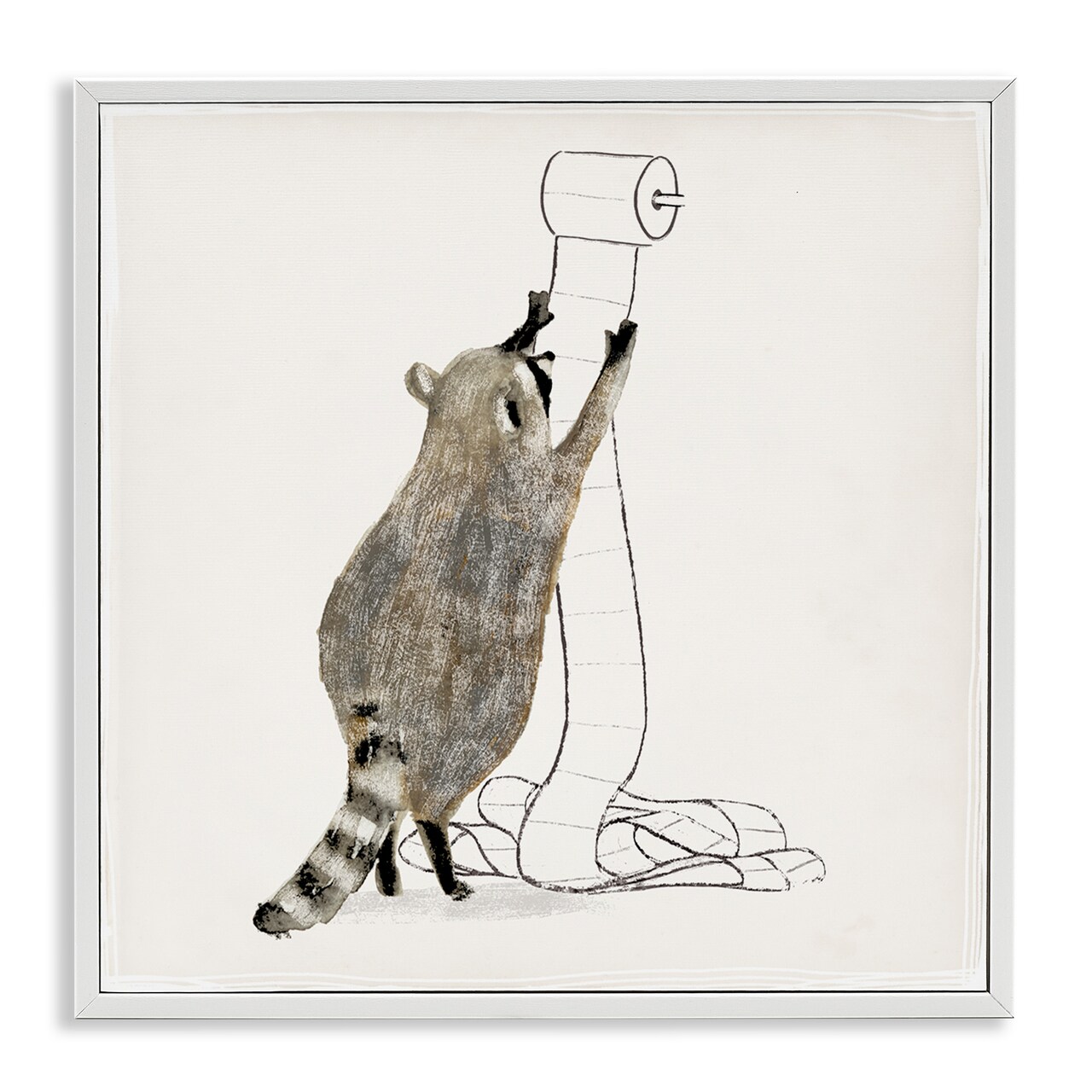 Stupell Industries Raccoon Toilet Paper Hoarder Framed Giclee Art
